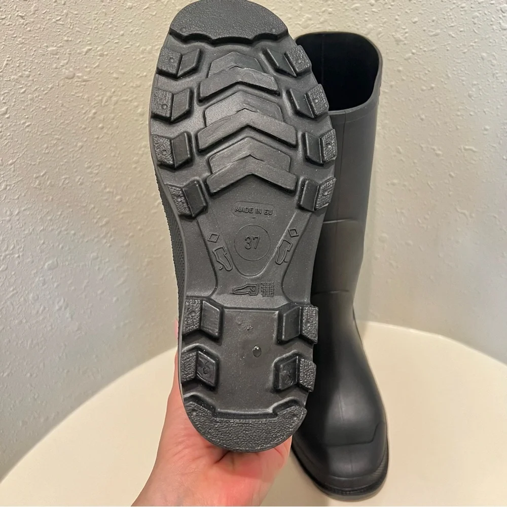 DSQUARED2 Women’s Icon Forever Tall Black Rubber Rain Boots Size 8 NEW - Picture 12 of 15